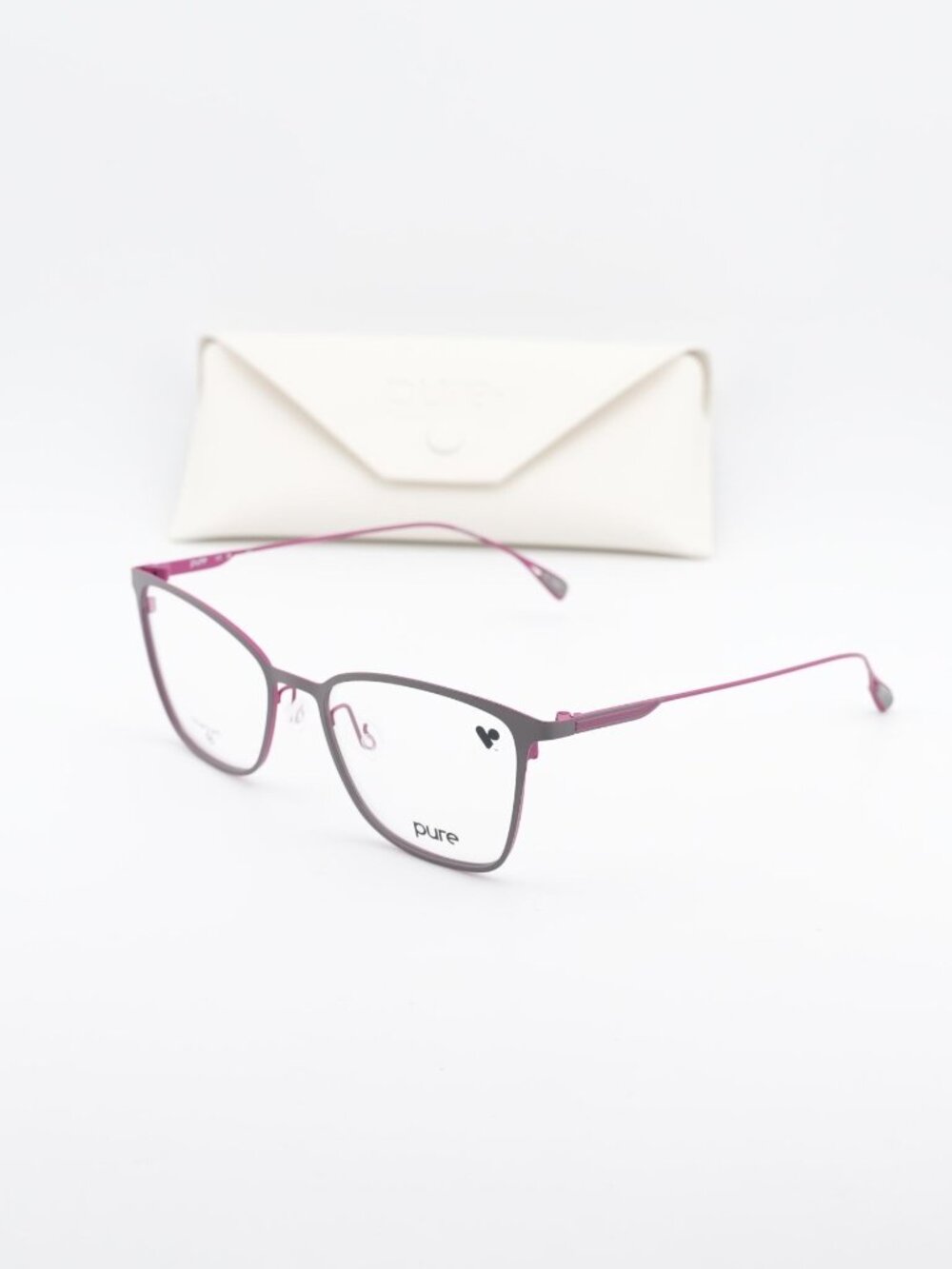 Pure P-5018 035 Cat Eye Eyeglasses 53mm – Grey / Fuchsia